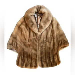 Vintage Genuine Furs Mink Shrug Shawl Stole Wrap One Size Free Size